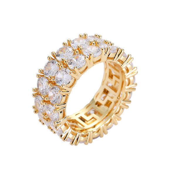 Double-Row Brilliant-Cut Ring in 14K Gold