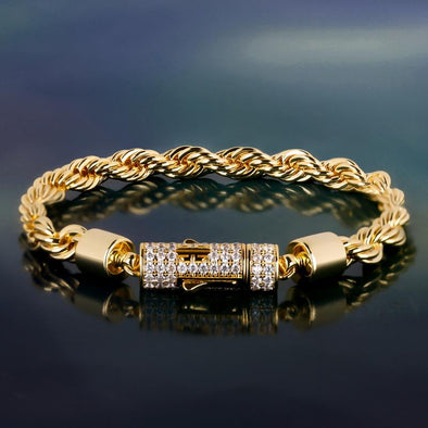 6mm Rope Chain Bracelet Gold Rapper Swag Twisted Bracelet