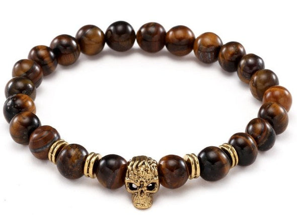 Tiger eye bead skull  Bracelet